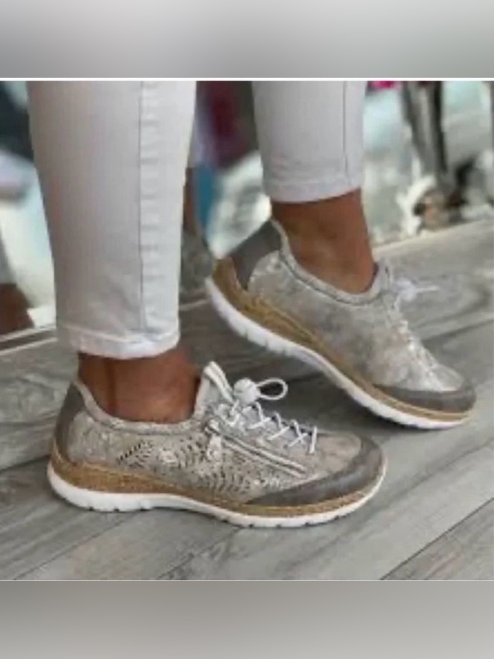 Rieker N42K6-40 Nikita Grey Metallic Sneaker Shoe
